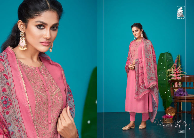 Sahiba Bahar Silk With Embroidery And Fancy Lace Salwar Suit