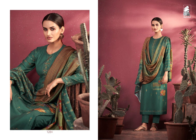 Sahiba Medley Pashmina Staple Twill Digital Print With Handwork Salwar Suit