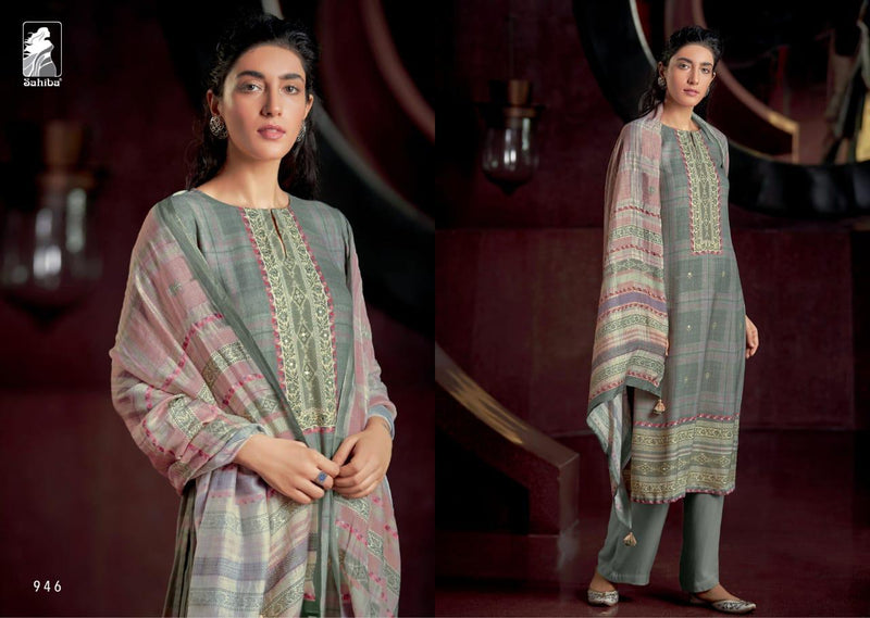 Sahiba Presents The Weave Cotton Satin Handwork Designer Salwar Kameez