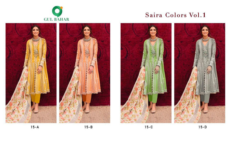Saira Hits Colours Vol 1 By Gul Bahar Jam Cotton With Heavy Embroidery Work And Stone Work Fancy Designs Salwar Kameez