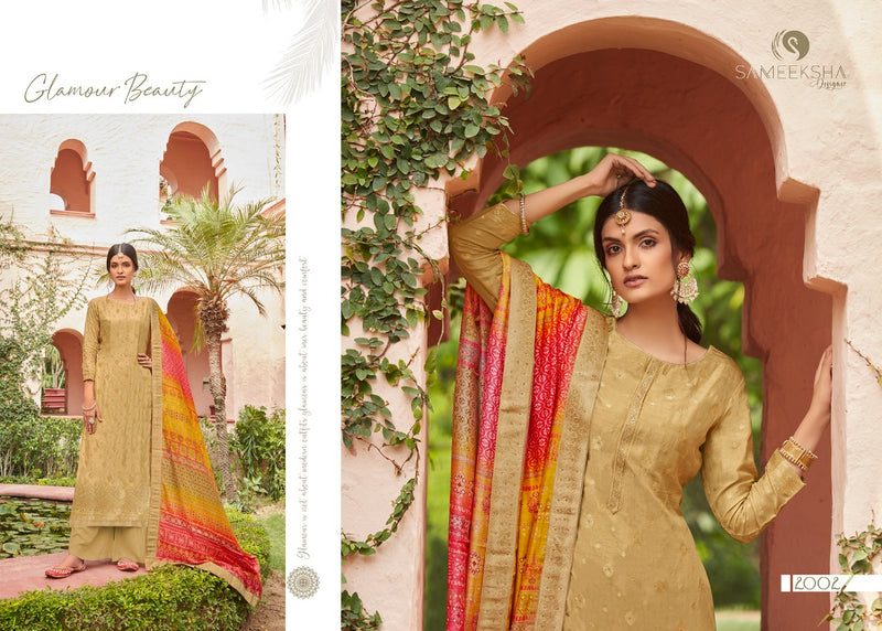 Sameeksha Designer Presents Mandakini Dola Jacquard Withj Fancy Work Designer Salwar Suits
