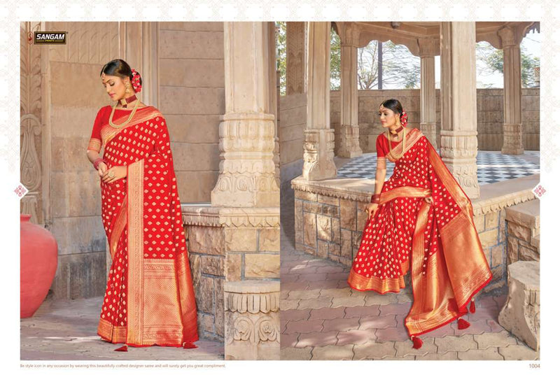 Sangam Print Red Rose Vol 2 Pure Silk Designer Sarees