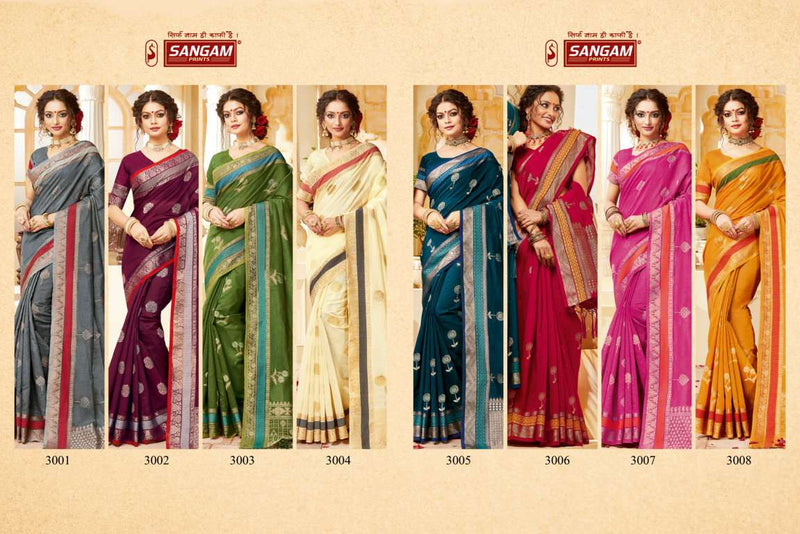 Sangam Prints Indian Handloom Cotton Printed Designer Partywear Fancy Saree