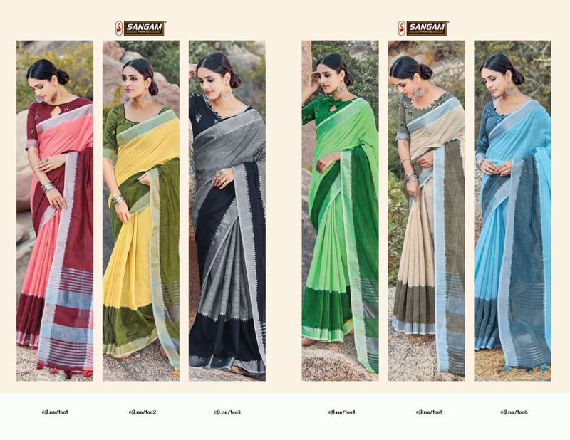 Sangam Prints Kaaya Linen Cotton sarees