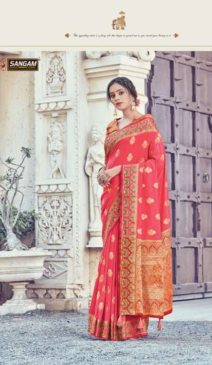 Sangam Prints Presents Chand Chakori With Heavy Work Zari Weaving Soft Silk Designer Traditional Wear Saree
