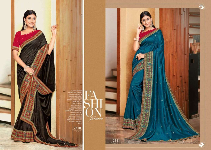Sangeeta Textiles Crystal Lichi Silk With Heavy Embroidery Work Exclusive Wedding Wear Sarees