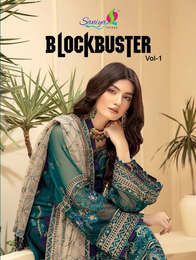 Saniya Trendz Blockbuster Vol 1 Faux Georgette With Heavy Embroidery
