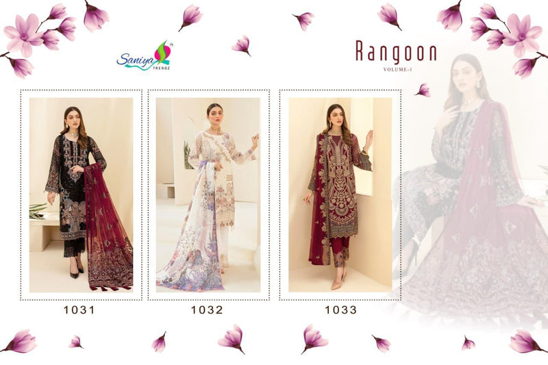 Saniya Trendz Rangoon Vol 1 Faux Georgette Heavy Embroidery Work Pakistani Salwar Kameez