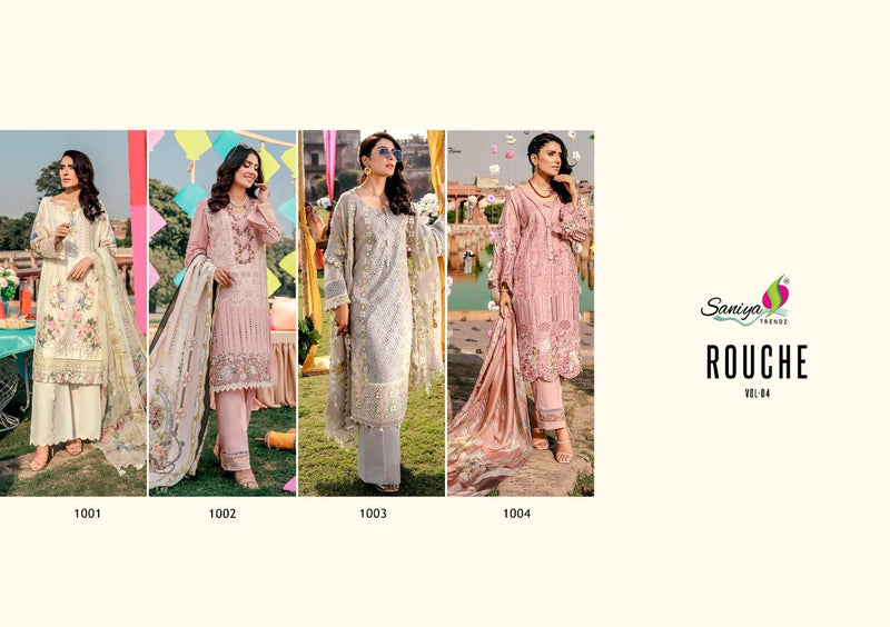 Saniya Trendz Rouch Vol 4 Cambric Cotton Chickenkari Work Embroidered Salwar Kameez