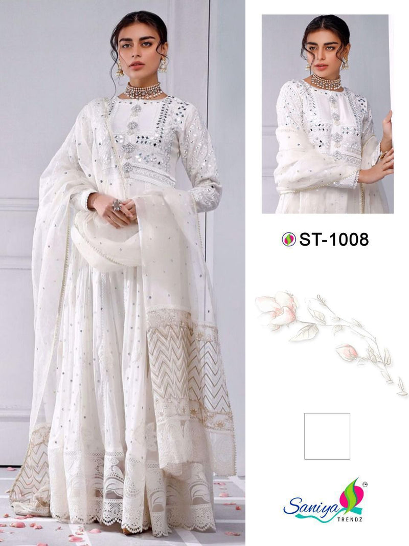 Saniya Trendz St 1008 Fox Georgette Heavy Embroidered Pakistani Salwar Kameez