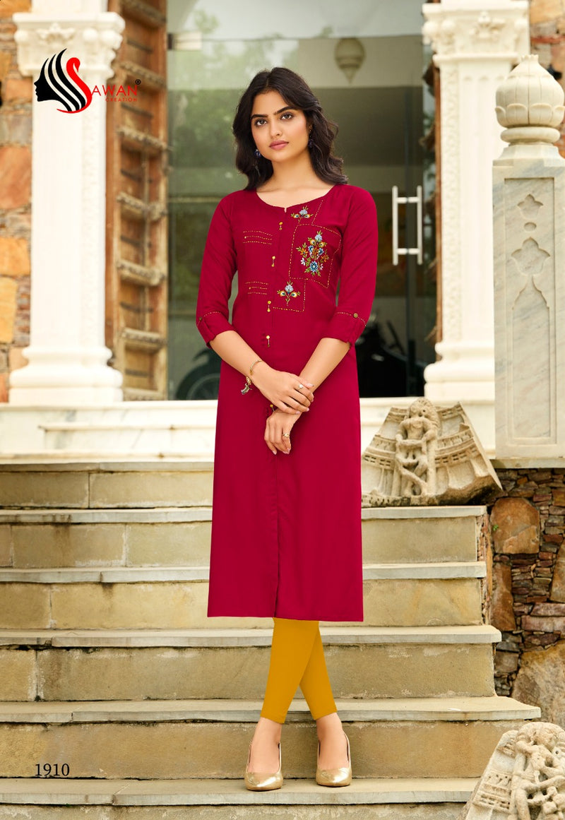 Sawan Creation Honey Vol 19 Heavy Rayon With Embroidered Work Casual Wear Kurti