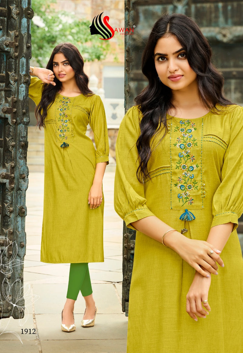 Sawan Creation Honey Vol 19 Heavy Rayon With Embroidered Work Casual Wear Kurti