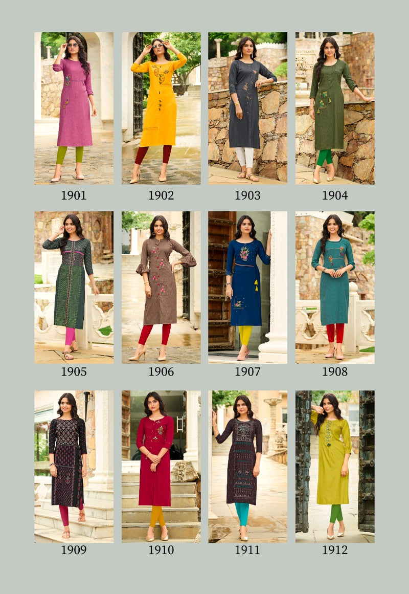 Sawan Creation Honey Vol 19 Heavy Rayon With Embroidered Work Casual Wear Kurti