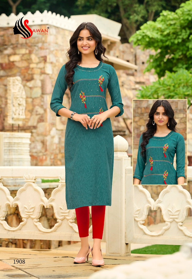 Sawan Creation Honey Vol 19 Heavy Rayon With Embroidered Work Casual Wear Kurti