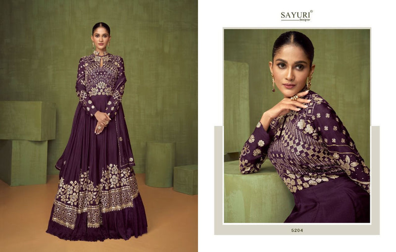 Sayuri Designer Violet Real Georgette Embroidered Gown Collection