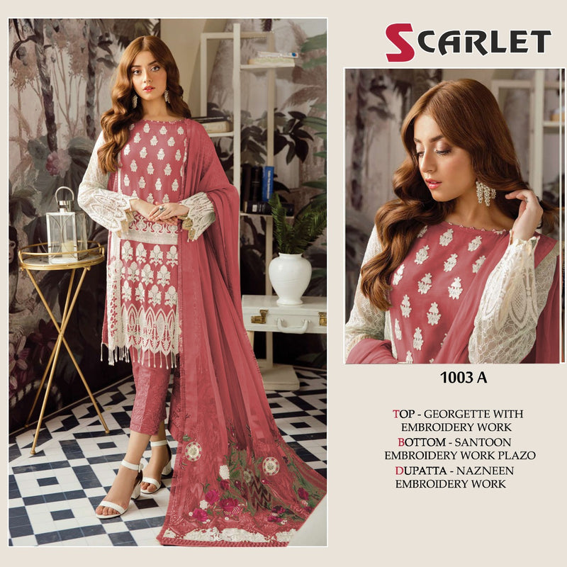 Scarlet 1003 A Georgette With Heavy Embroidery Work Wedding Wear Fancy Pakistani Salwar Kameez