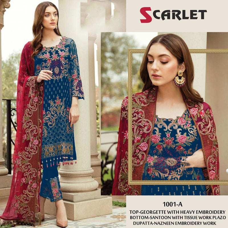 Scarlet D No 1001 A Georgette With Heavy Embroidery Work Gorgeous Look Salwar Kameez