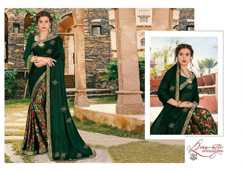 Seema Saree By Saina Black Rangoli With Siroski Work Printed Attractive Look Heavy Saree