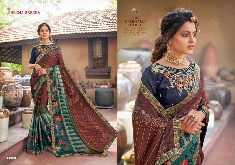 Seema Sarees Laare Black Rangoli Embroidery Work Blouse Gorgeous Look Heavy Sarees