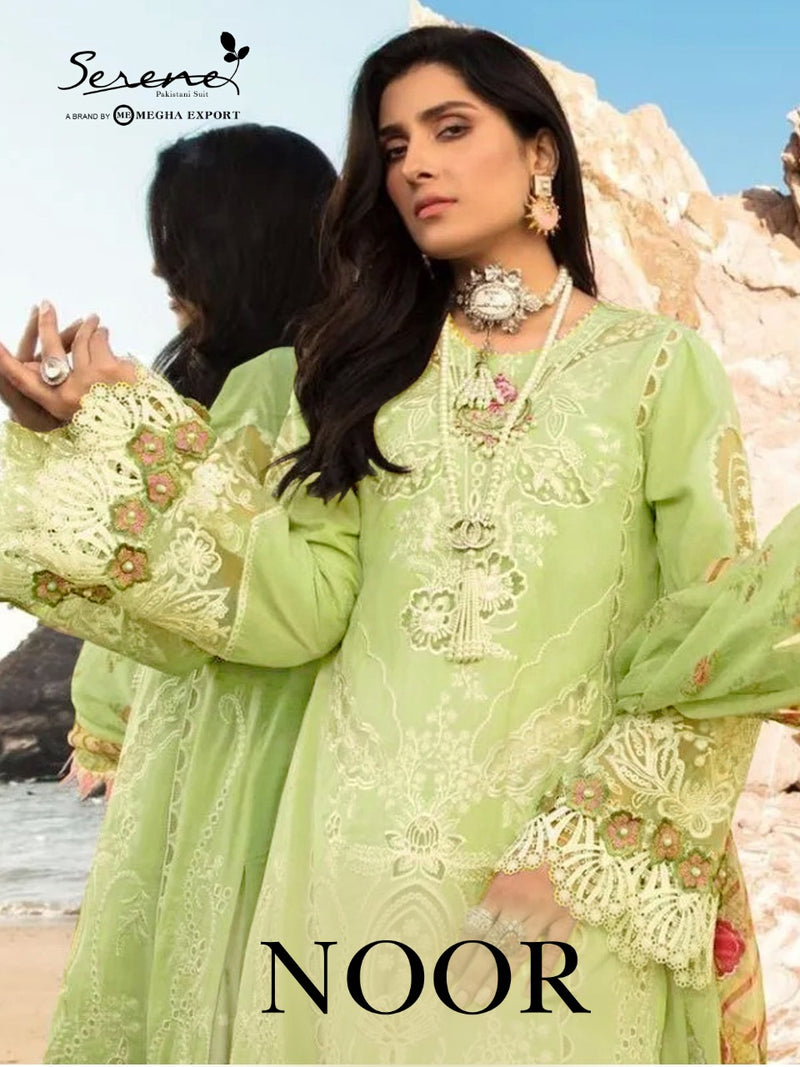 Serene Noor Presents Lawn Cambric Cotton With Heavy Embroidery Work Fancy Exclusive Pakistani Style Salwar Kameez