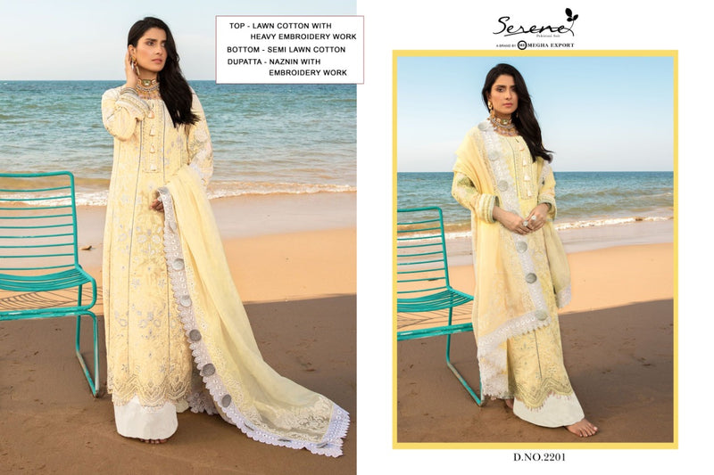 Serene Noor Presents Lawn Cambric Cotton With Heavy Embroidery Work Fancy Exclusive Pakistani Style Salwar Kameez