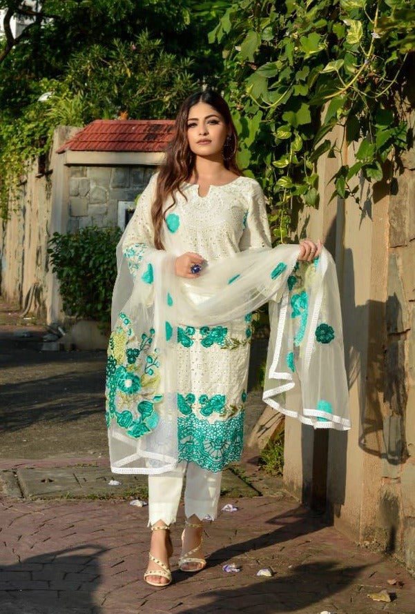 Sharaddha Designer Aaliya Cambric Cotton With Chiken Work