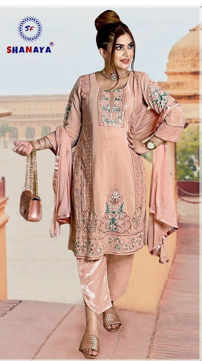 Shanaya Fashion Rose S4 Heavy Fox Georgette Embroidery Handwork Pakistani Suit