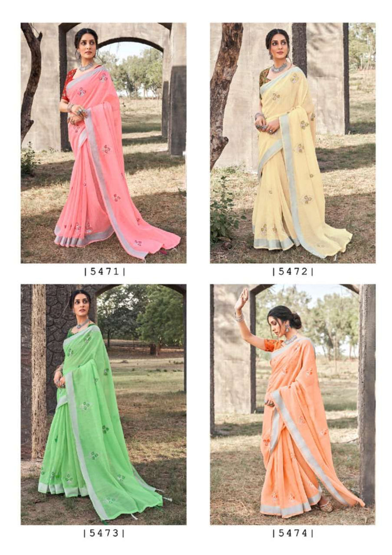 Shangrila Creation Alora Linen Vol 2 Linen With Zari Work Fancy Designer Casual wear  Sarees