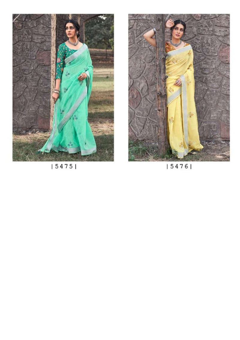 Shangrila Creation Alora Linen Vol 2 Linen With Zari Work Fancy Designer Casual wear  Sarees
