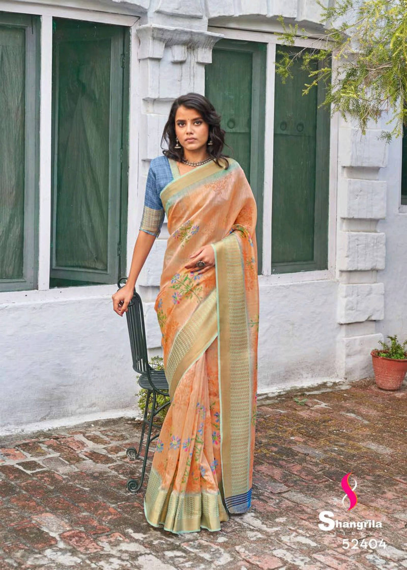 Shangrila Prints Launched Naina Linen Cotton Designer Rich Collection Sarees