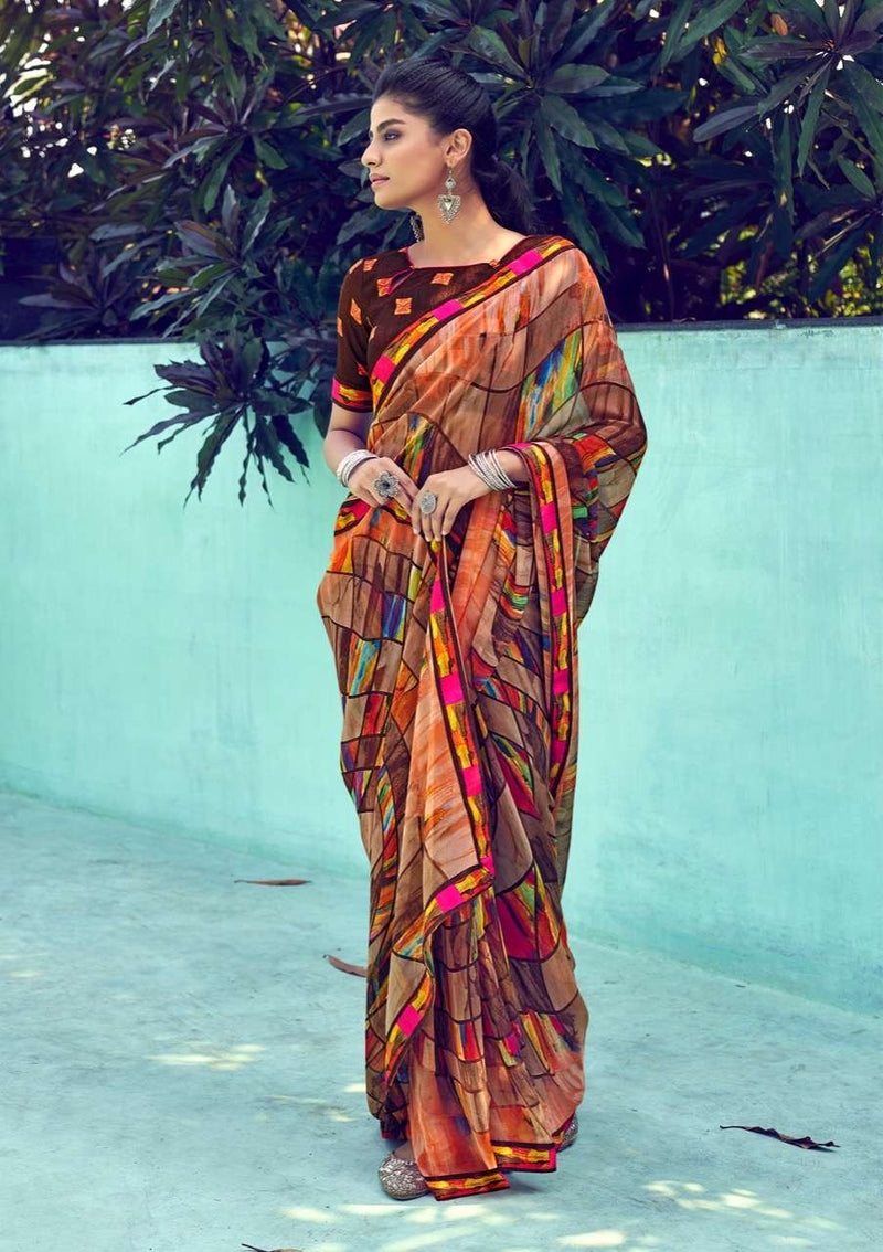 Shangrila Prints Parampara Georgette Designer Daily Wear Sarees Collection