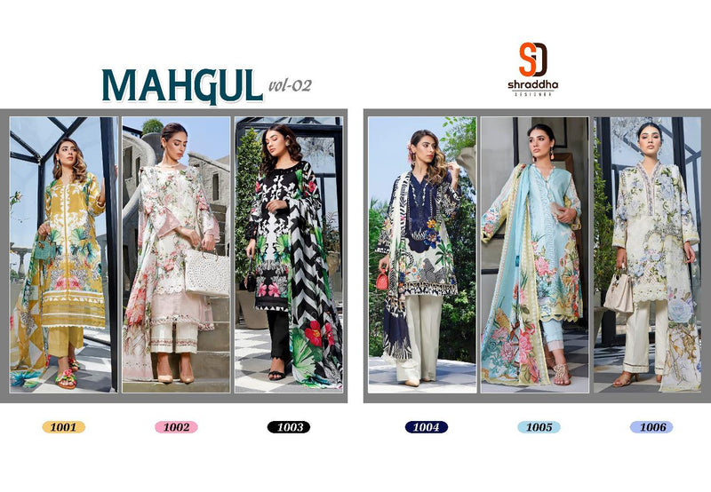 Sharaddha Designer Mahgul Vol 2 Lawn Cotton Printed With Embroidery Work Fancy Salwar Kameez