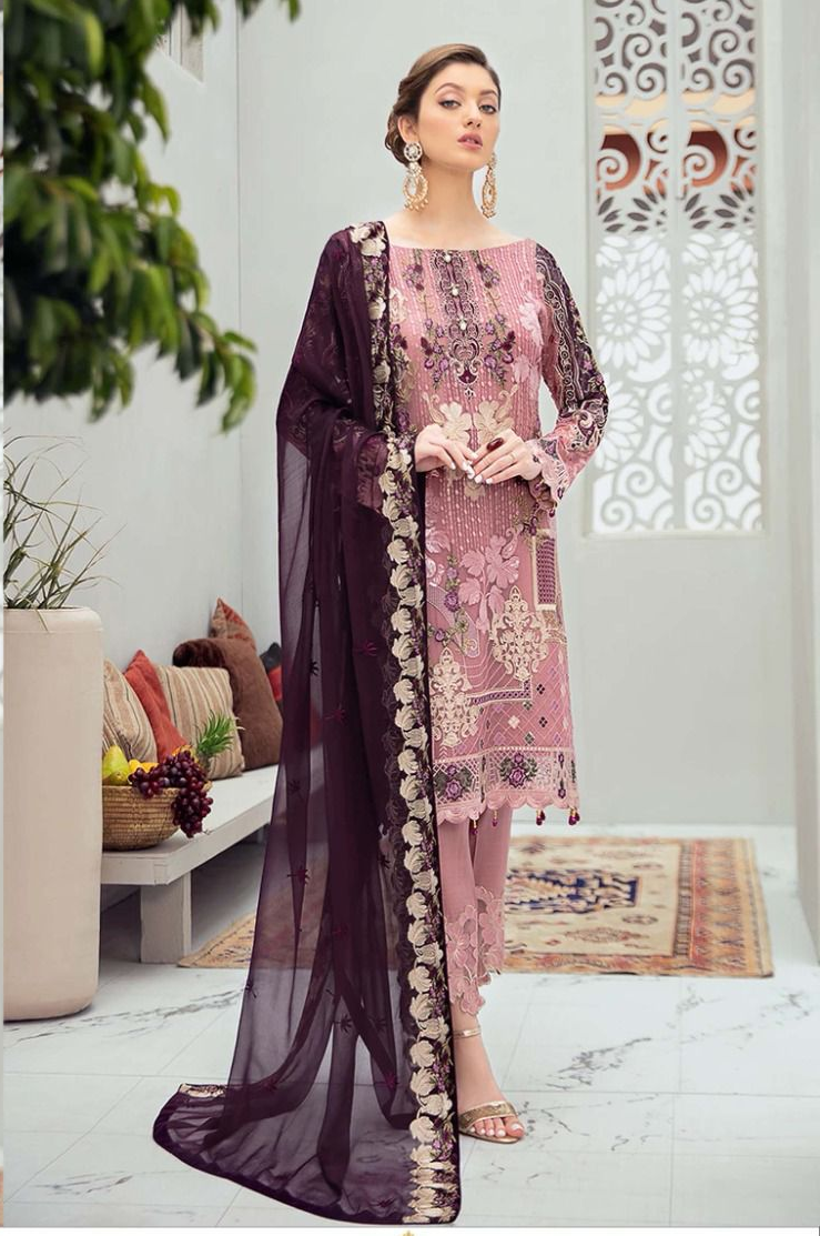 Shenyl Fab Faux Georgette With Heavy Embroidery Work Salwar Suit