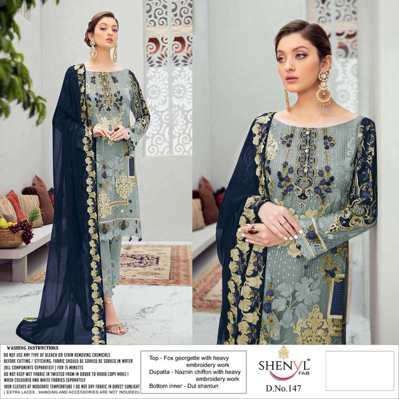 Shenyl Fab Faux Georgette With Heavy Embroidery Work Salwar Suit