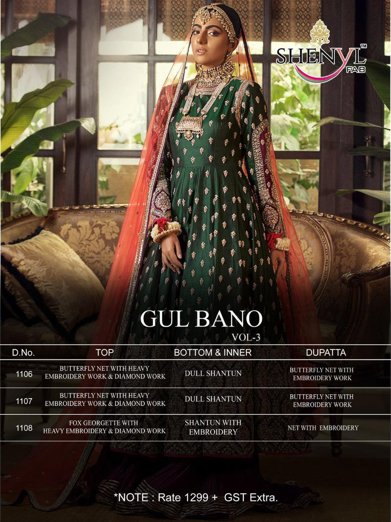 Shenyl Fab Gulbano Vol 3 Butterfly Net Pakistani Partywear Suit Collection