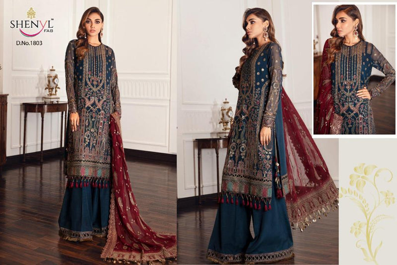 Shenyl Fab Launch Shenyl Hits Vol 7 Fox Georgette With Heavy Embroidery Work Wedding Wear Salwar Kameez