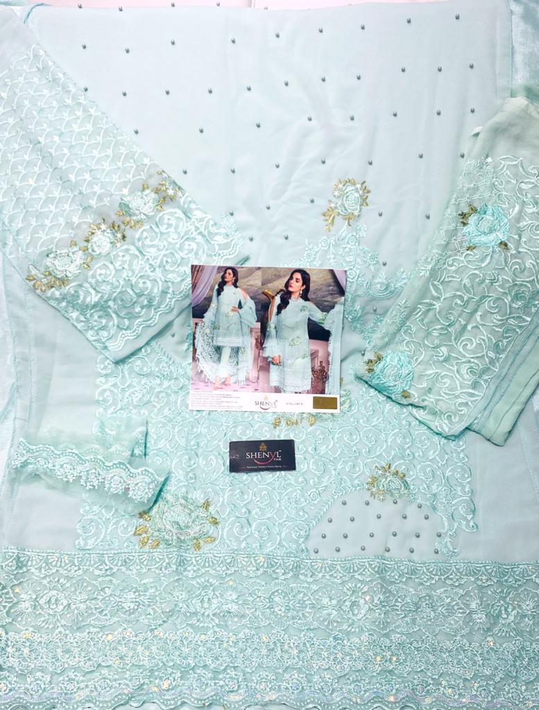 Shenyl Fab Pakistani Superhit Design Fox Georgette With Heavy Embroidery Work Exclusive Casual Wear Salwar Suits