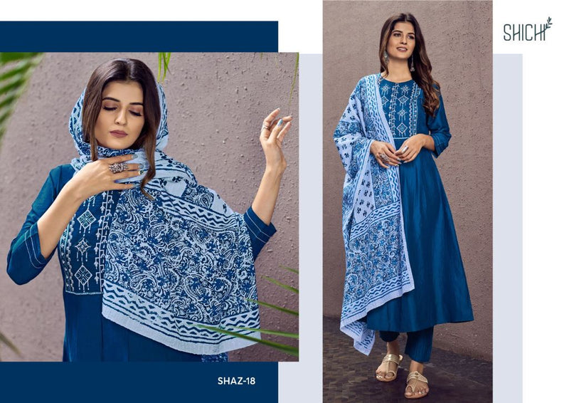 Shichi Aza Collection Chinon Pattern Work Fancy Designer Kurti