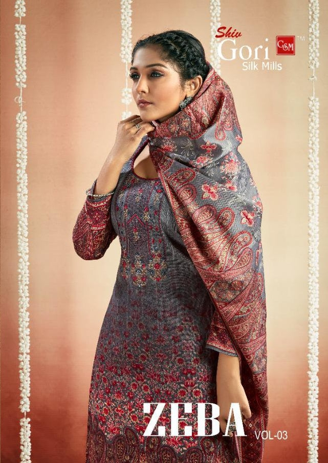 Shiv Gori Silk Mills Zeba Vol 3 Wool With Fancy Gala Suit
