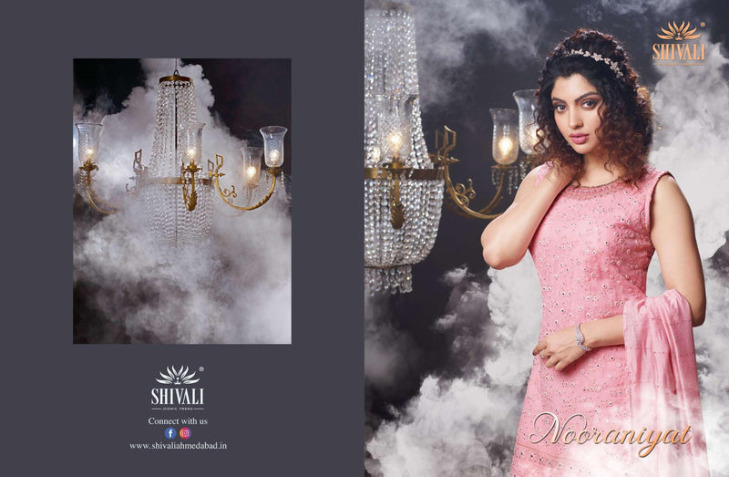 Shivali Fashion Nooraniyat Georgette  Luckhnawis With Neck Work Readymade Designer Fancy Salwar Kameez