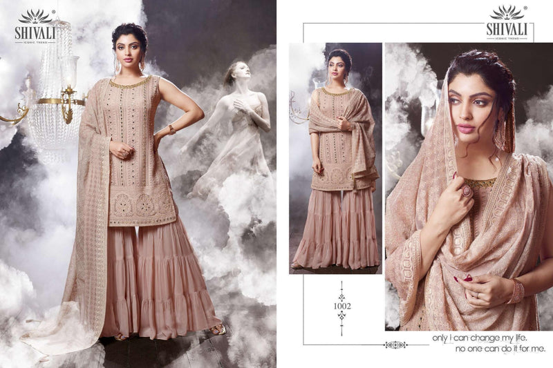 Shivali Fashion Nooraniyat Georgette  Luckhnawis With Neck Work Readymade Designer Fancy Salwar Kameez
