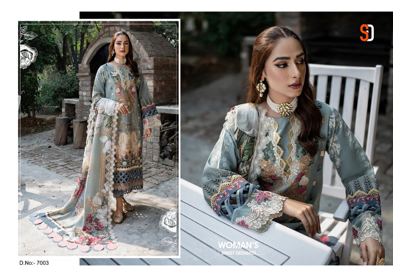 Shraddha Designer Firdous Vol 7 Lawn Cotton Print With Embroidery Work Pakistani Suit