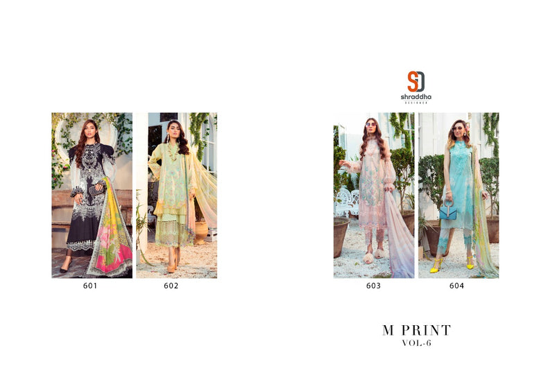 Shraddha Designer M Print Vol 6 Lawn Cotton Print With Heavy Embroidery Work Exclusive Salwar Kameez