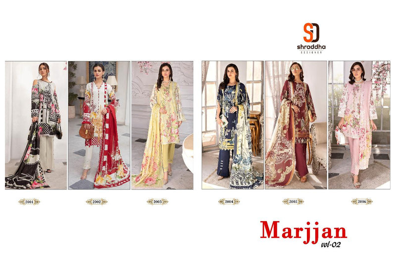 Shraddha Designer Marjjan Vol 2 Lawn Cotton Printed Embroidery Work Salwar Kameez