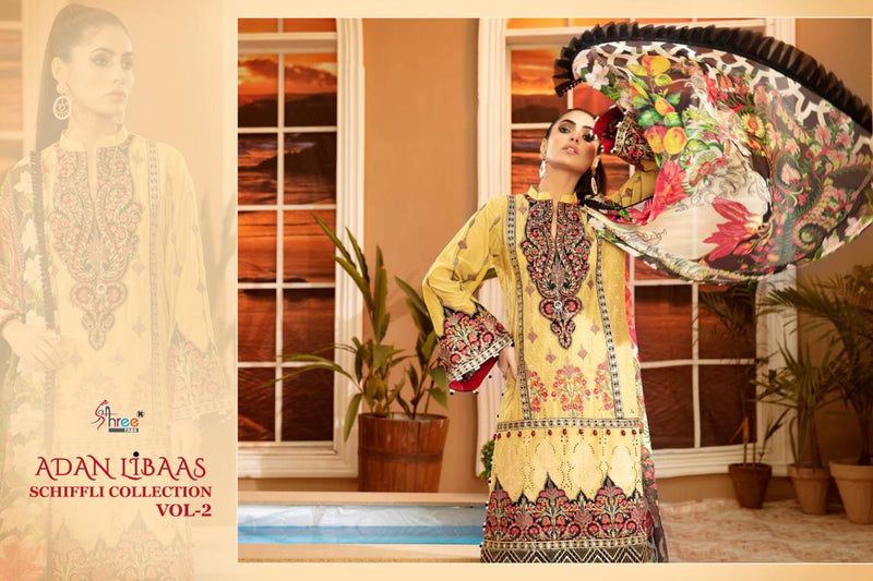 Shree Fab Adan Libaas Schiffli Collection Vol 2 Pure Cotton Self Embroidery Work Salwar Kameez