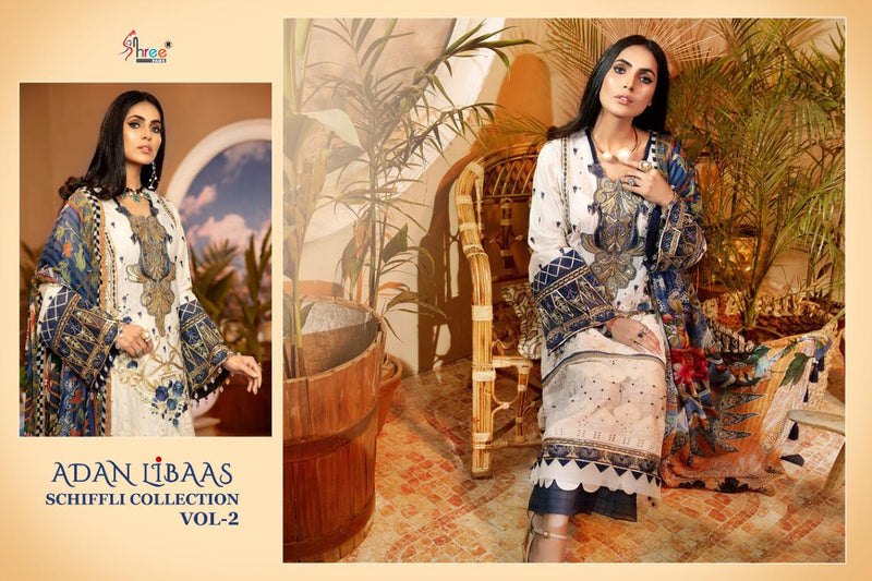 Shree Fab Adan Libaas Schiffli Collection Vol 2 Pure Cotton Self Embroidery Work Salwar Kameez