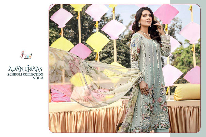 Shree Fab Adan Libaas Schiffli Vol 3 Pure Cotton Heavy Embroidery Work Pakistani Suit