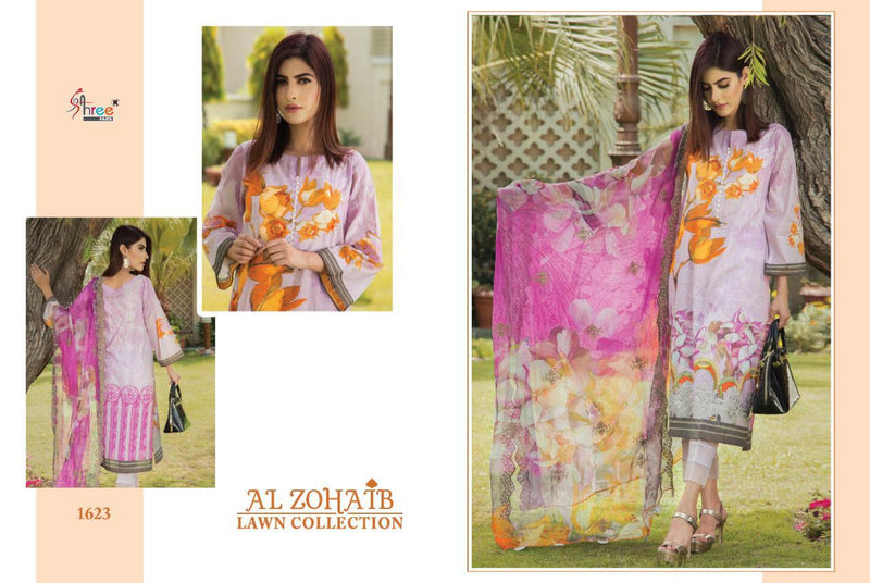 Shree Fab Al Zohaib Lawn Collection Pure Cotton Print Embroidery Work Pakistani Salwar Kameez