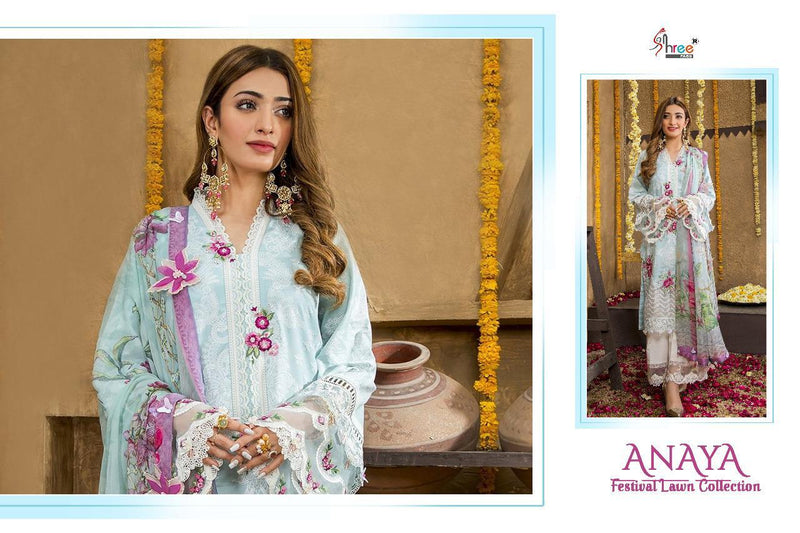 Shree Fab Anaya Festival Lawn Collection Pure Lawn Cotton Printed With Exclusive Embroidery Work Pakistani Salwar Kameez