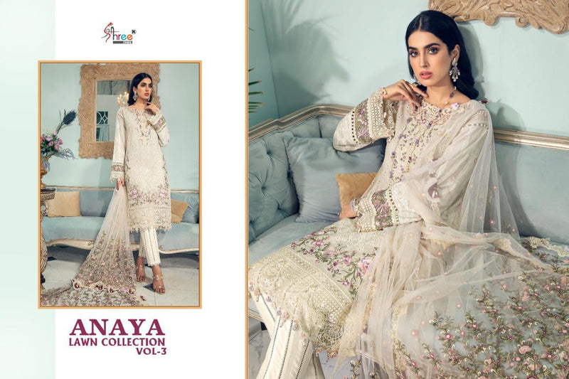 Shree Fab Anaya Lawn Collection Vol 3 Pure Lawn Exlusive Embroidery Work Salwar Kameez